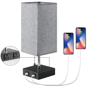 Illuminate Your Space with the Linen Square Bedside Table Lamp