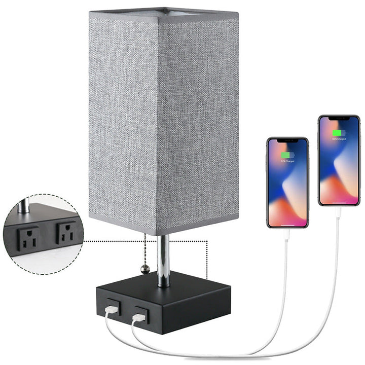 Illuminate Your Space with the Linen Square Bedside Table Lamp